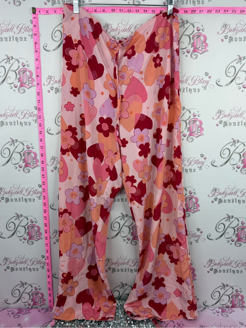 La SENZA y2k pants groovy Pink Multi Floral Wide-Leg Pajama Pants flowers rare